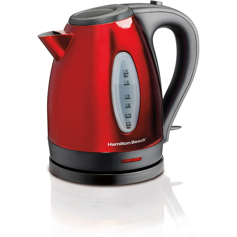 Hamilton Beach Electric Tea Kettle, Heat and Boil Water, 1.7 L, Cordless,  Auto-Shutoff & Boil Dry Protection, Red Stainless Steel (40885) 