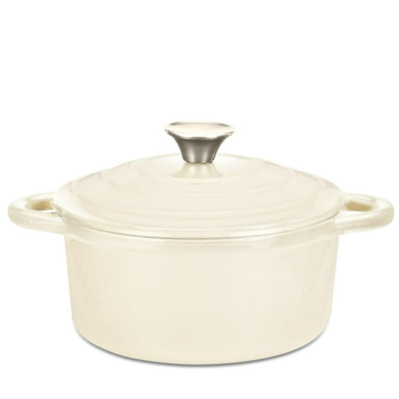 Hamilton Beach Enameled Cast Iron Dutch Oven Cream (3-Quart) | Cream Enamel Coating Dutch Oven Pot with Lid | Cast Iron Dutch Oven with Even Heat Distribution | Easy Grip to Handles & Multipurpose