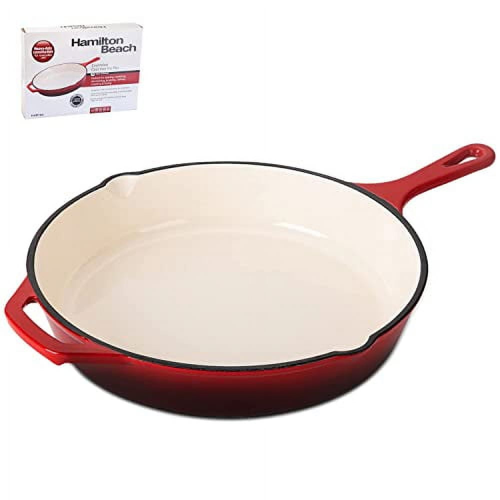 Hamilton Beach 12 Inch Enameled Coated Solid Cast Iron Frying Pan