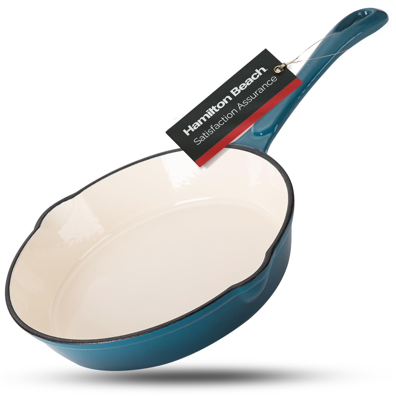 Hamilton Beach Enameled Cast Iron Fry Pan 8Inch Navy, Cream Enamel