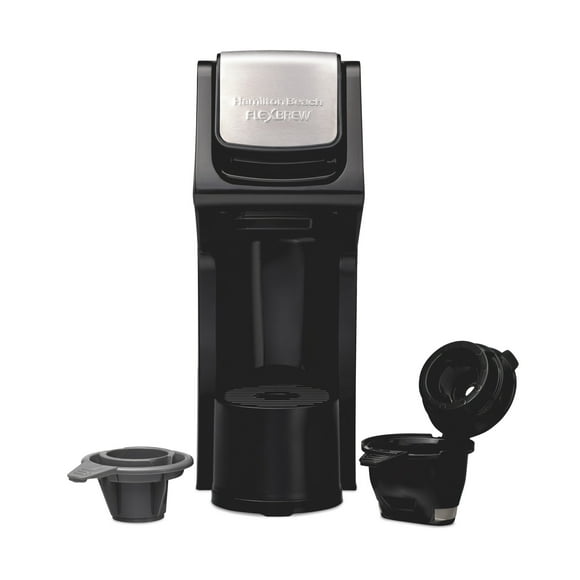 Hamilton Beach FlexBrew Sinlge Serve Coffee Maker, K Cup Pod Compatible & Grounds, 14 oz. Reservoir, Black & Stainless