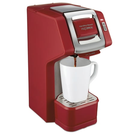 Hamilton Beach FlexBrew Coffee Maker, K Cup Pod Compatible Single Serve Coffee Maker & Grounds, Cafetera, Red