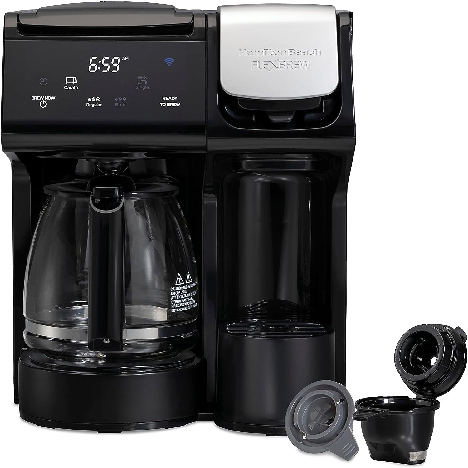 Hamilton Beach FlexBrew Trio 2-Way Coffee Maker, Compatible with K-Cup Pods  or Grounds, Combo, Single Serve & Full & Permanent Gold Tone Filter, Fits