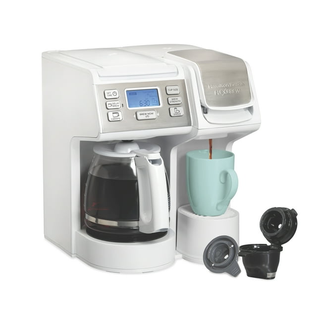 Hamilton Beach Flexbrew Trio Coffee Maker Single Serve Stainless Steel With White Accents 7 3197