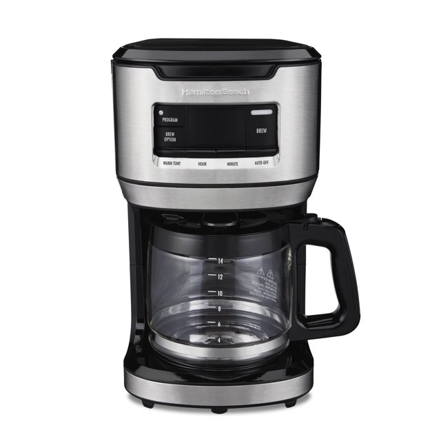 Hamilton Beach Front Fill Coffee Maker, 14 Cups, Glass, Stainless Steel