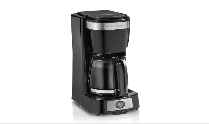 Hamilton Beach 5 Cup Drip Coffee Maker with Easy FrontFill Basket, Compact Design, Works with Smart Plugs, Glass Carafe, Auto Pause