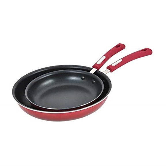 Hamilton Beach Fry Pan Set 2 Piece Nonstick 8.5, 11 Inch Red - Frying Pans Nonstick for Stove Top with Soft Touch Bakelite Handle, Durable Scratch Resistant & Safe Nonstick Cookware