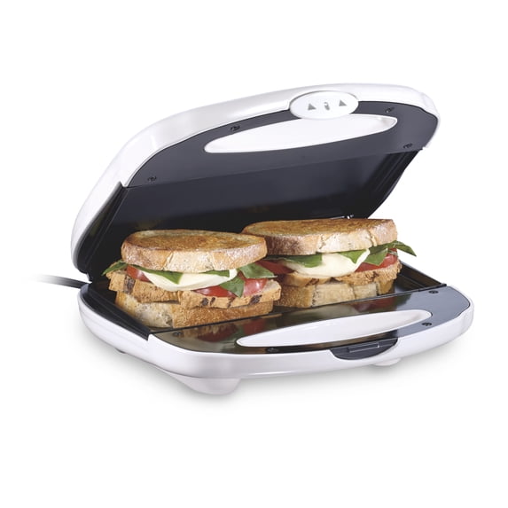 Hamilton Beach Hot Sandwich Maker, Nonstick Cooking Surface, White