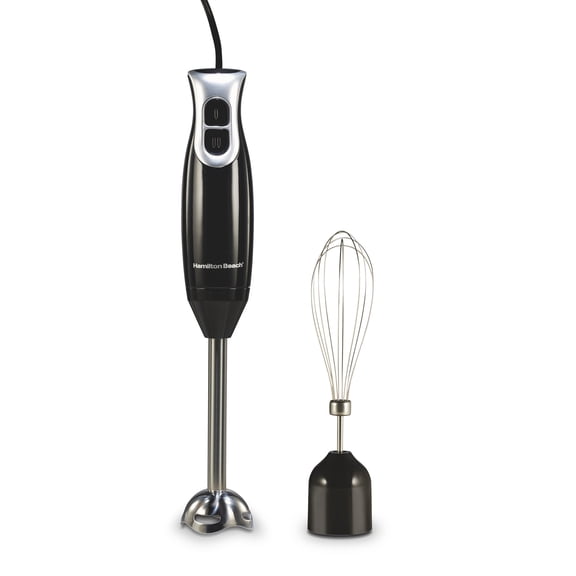 Hamilton Beach Immersion Blender, 260 W 2-Speed Hand Blender for Kitchen with Stainless Steel Blending Wand and Whisk, Black