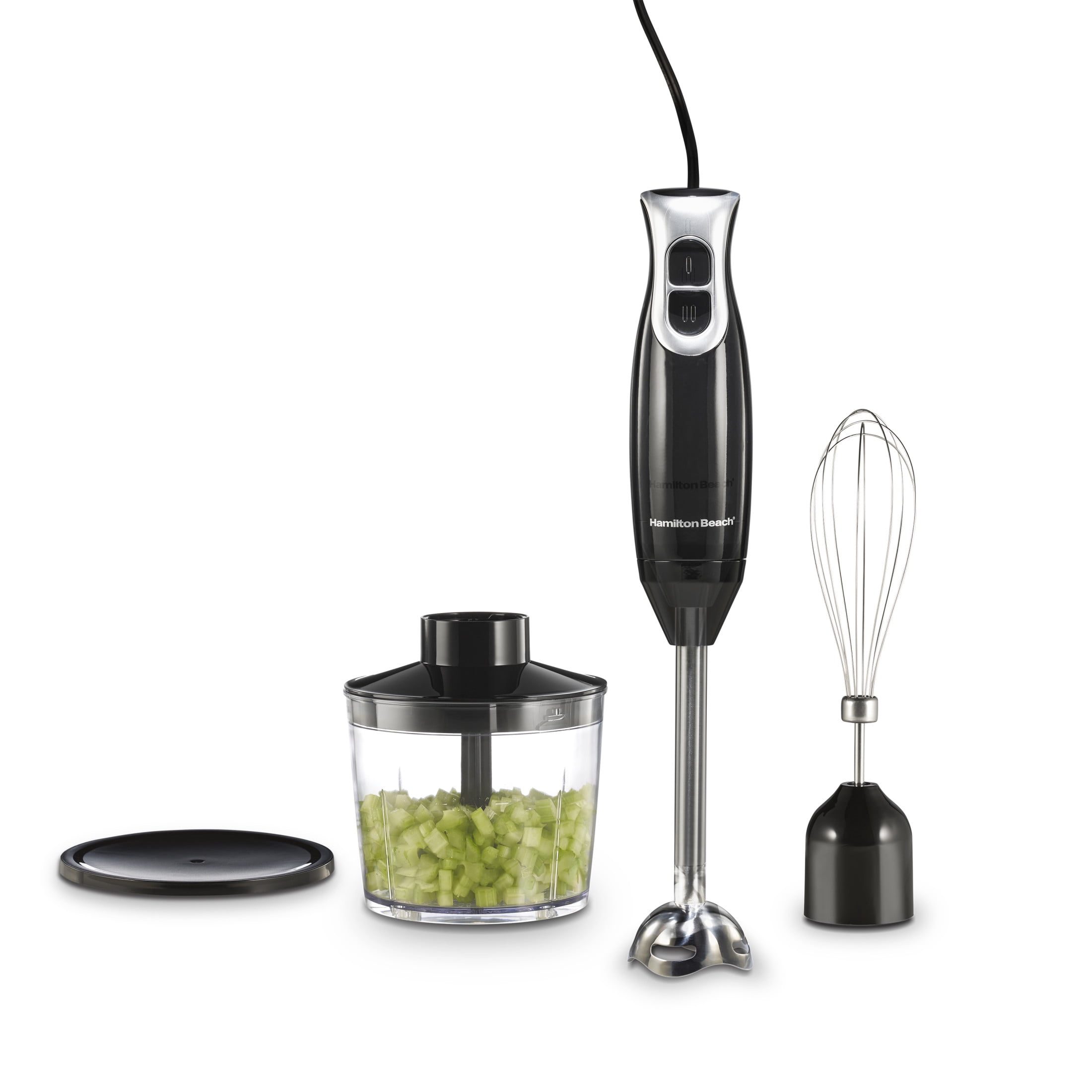 Hamilton Beach Immersion Hand Blender for Kitchen with Blending Wand, Whisk & Chopping Bowl, Black