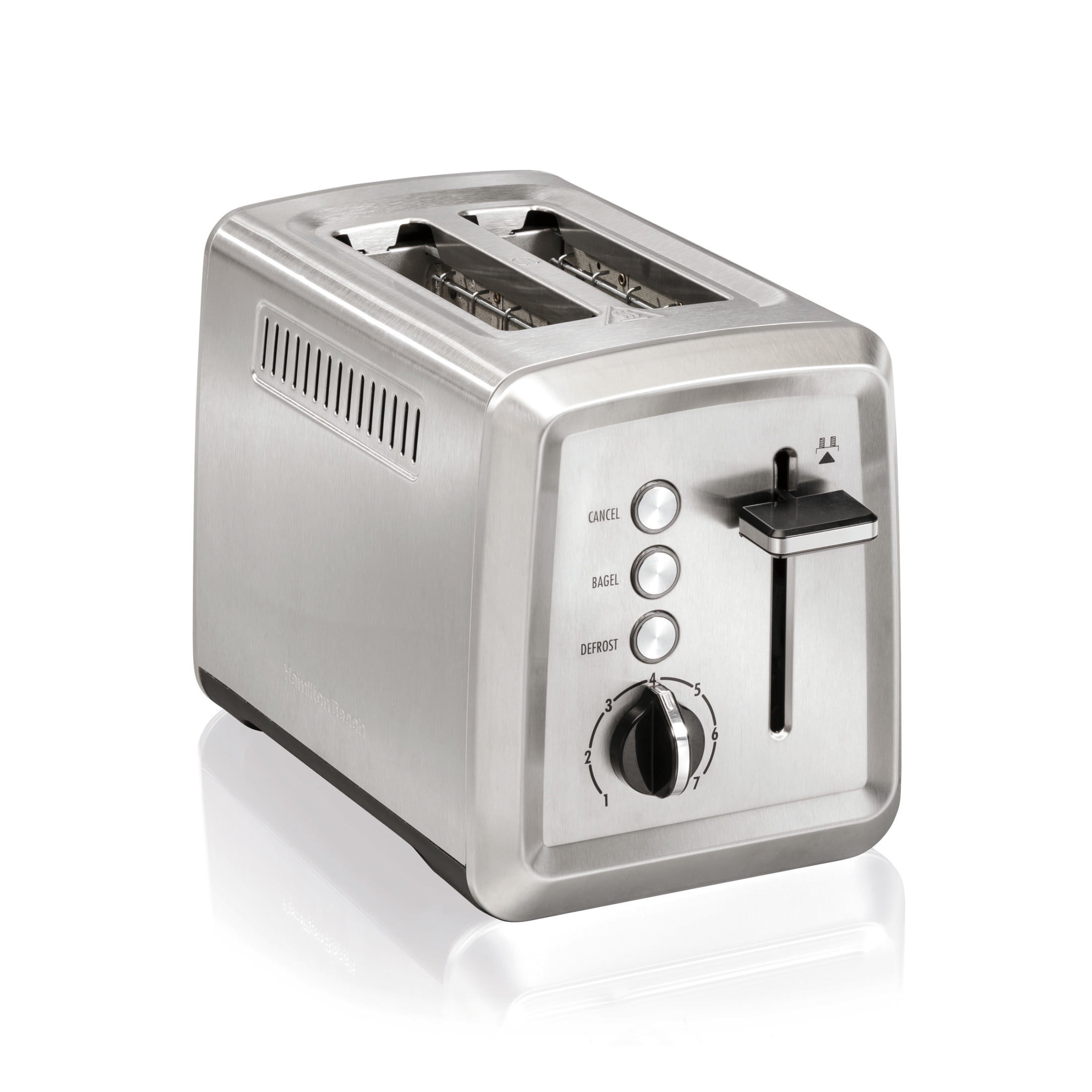 Hamilton Beach 2-Slice Toaster with Extra-Wide Slots, Toast Boost, Removable Crumb Tray, Stainless Steel