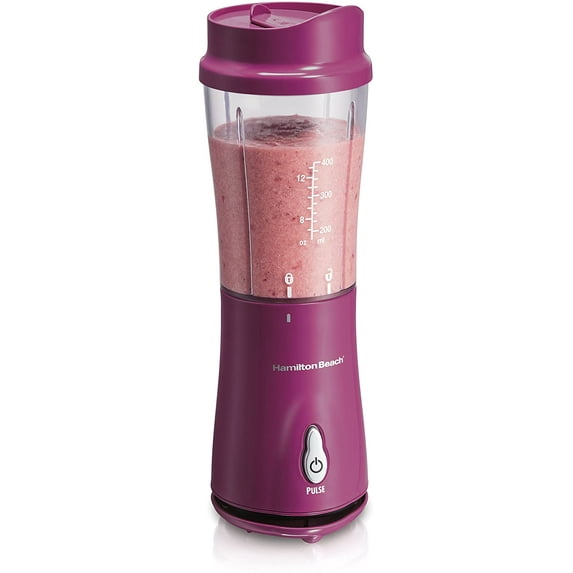 Hamilton Beach Personal Blender for Shakes and Smoothies with 14oz Travel Cup and Lid, Raspberry (51131)