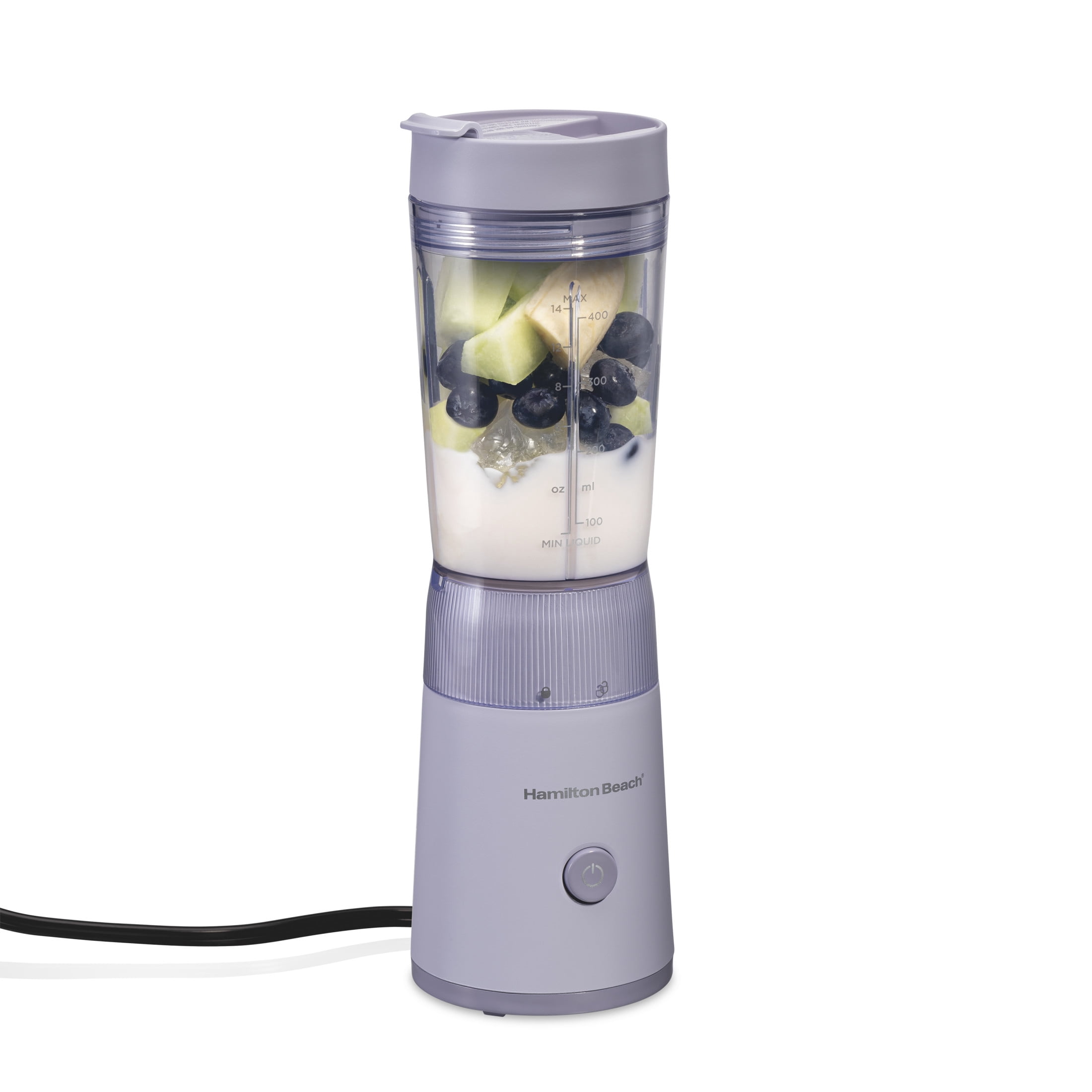 Hamilton Beach Personal Blender, 14 oz BPA-Free Jar 300W Portable Blender for Shakes and Smoothies with Leakproof Lid, Purple