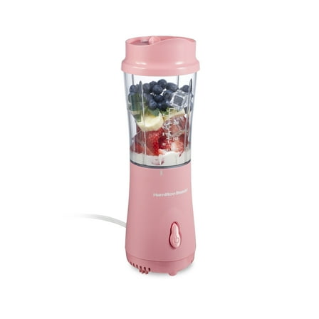 Hamilton Beach Personal Blender for Smoothies with Travel Lid, 14 oz, Coral