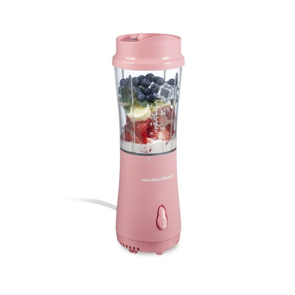 Hamilton Beach Personal Blender for Smoothies with Travel Lid, 14 oz, Coral