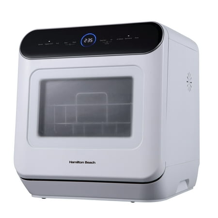Hamilton Beach 6-Liter 2 Place Setting Portable Countertop Dishwasher, No Hookup Unit for Tabletop, Apartment, or RV, White