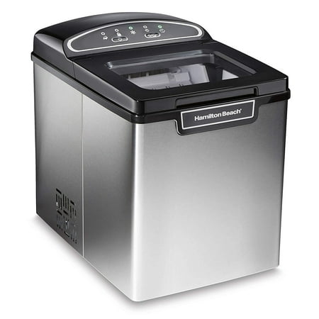 Hamilton Beach - 28-Lb. Portable Countertop Ice Maker with 2 Ice Size Production - BLACK