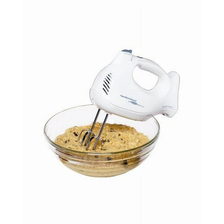 Hamilton Beach White 6 Speed Hand Mixer with Beaters, Whisk, and