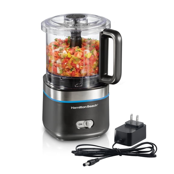 Open Box Hamilton Beach Powerful Cordless Mini Food Processor and Vegetable Chopper, 4-Cup, Fast Recharging, Black