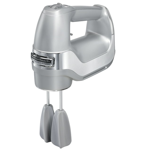 Hamilton Beach Professional 5-Speed Electric Hand Mixer, High Performance DC Motor, QuickBurst, Slow Start Speed, Easy Clean Beaters and Whisk, Silver, 62664