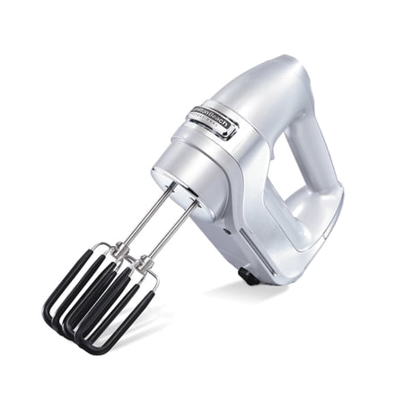 Hamilton Beach Professional 7-Speed Electric Hand Mixer, with SoftScrape Beaters, Whisk, Dough Hooks & Case, Silver