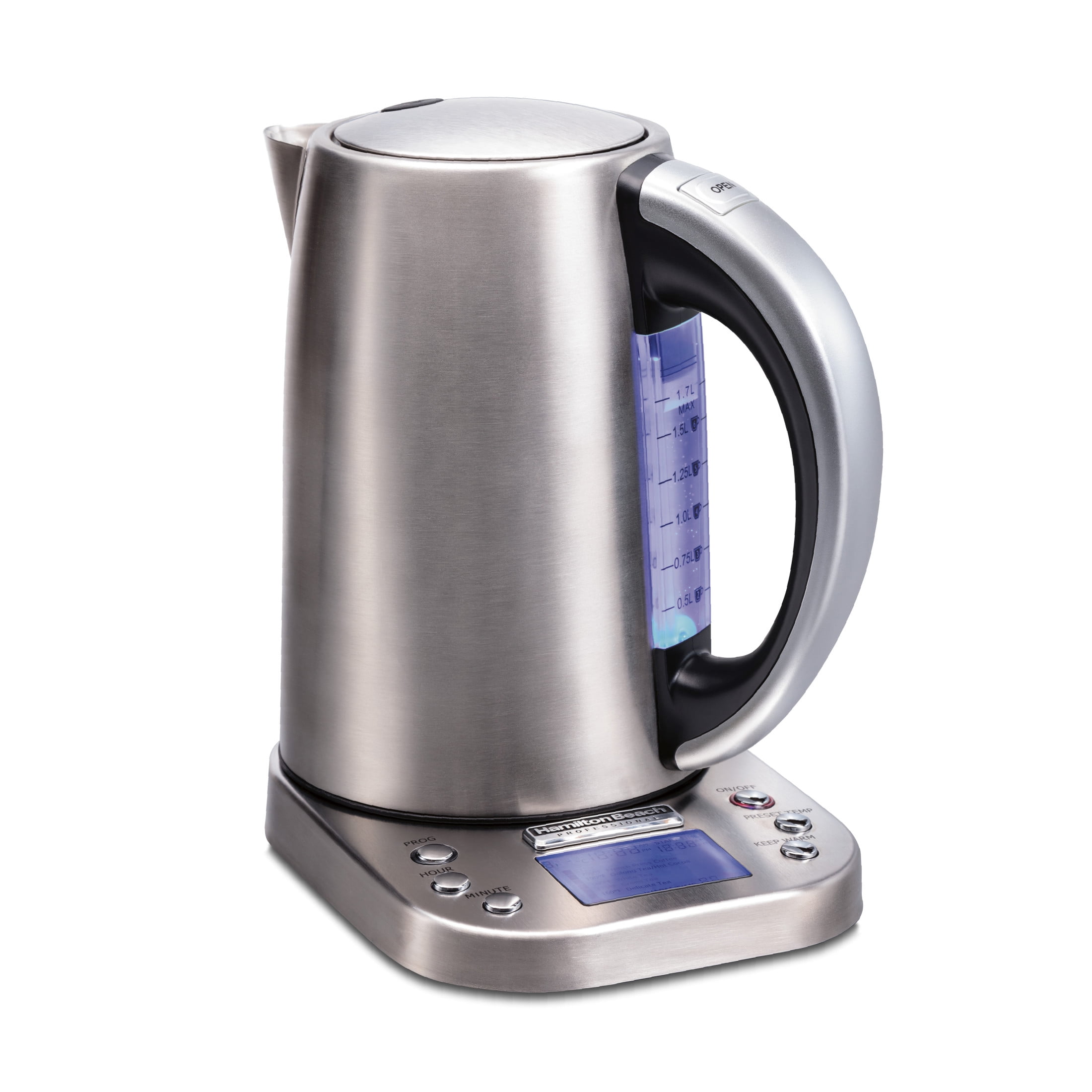Hamilton Beach Professional Stainless Steel Electric Kettle, Tea & Water Kettle, 1.7L, Digital