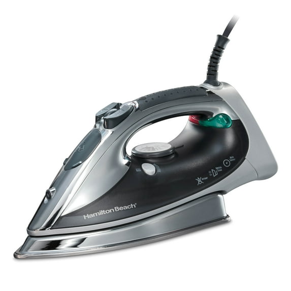 Hamilton Beach Professional Clothing Iron, Steam Iron for Clothes with Stainless Steel Soleplate, Silver