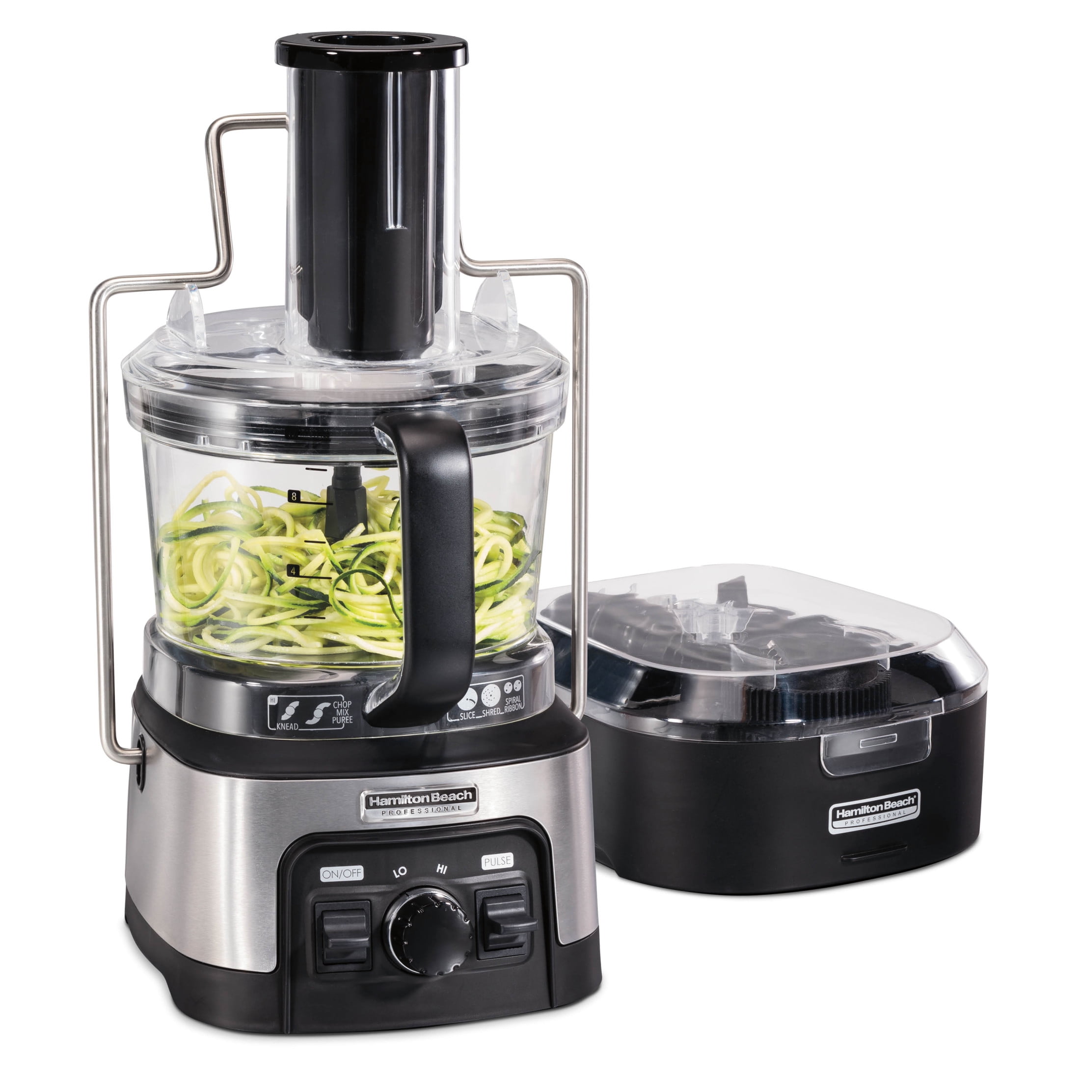 Hamilton Beach Professional 12 Cup Spiralizing Food Processor with Stack & Snap Design, Black