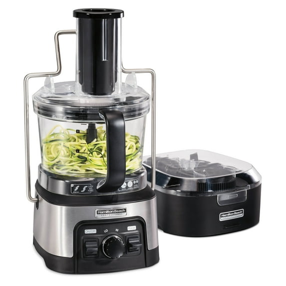 Hamilton Beach Professional 12 Cup Spiralizing Food Processor with Stack & Snap Design, Black