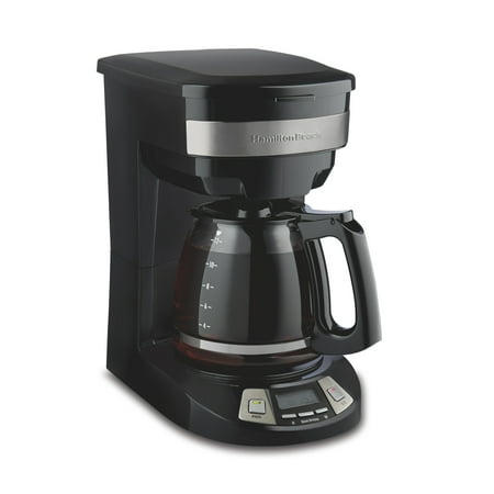 Hamilton Beach 12-Cup Programmable Drip Coffee Maker Machine with Glass Coffee Pot, Cafetera, Black