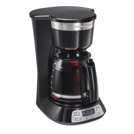 Hamilton Beach 12-Cup Programmable Drip Coffee Maker Machine with Glass Coffee Pot, Cafetera, Black