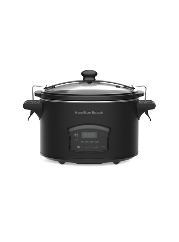 Hamilton Beach Programmable Defrost Slow Cooker with Clips, Temperature Probe, 6 Quart Capacity, 33768