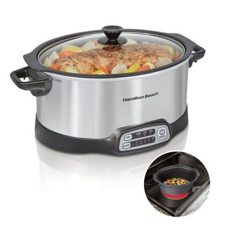 Hamilton Beach - 6qt Stovetop Sear and Cook Programmable Slow Cooker - Silver