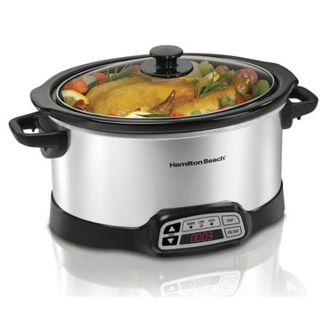 Hamilton Beach Programmable Slow Cooker, 6 Quarts, Silver, 33660