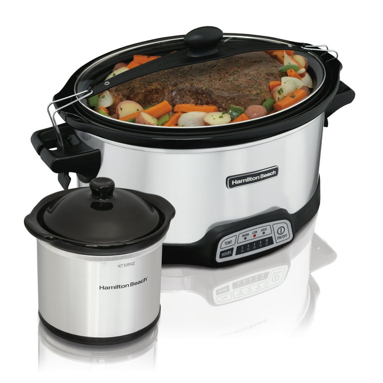 Programmable Stay or Go 6 Qt. Stainless Steel Slow Cooker with Bonus Party Dipper Programmable Stay or Go 6 Qt. Stainless Steel Slow Cooker with Bonus Party Dipper