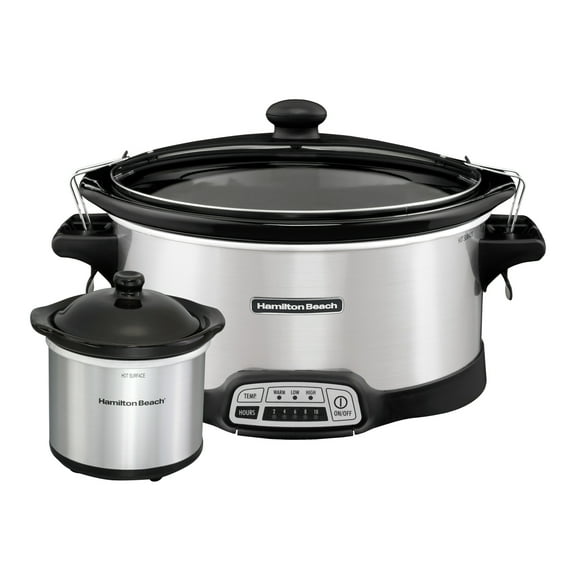 Hamilton Beach Programmable Slow Cooker with Party Dipper, 7 Quart Capacity, Stainless Steel