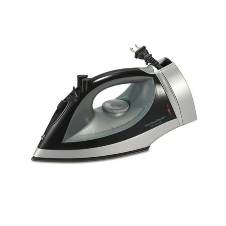 Hamilton Beach Clothing Iron, Steam Iron for Clothes with Extra-Glide Nonstick Soleplate & Retractable Cord, Silver
