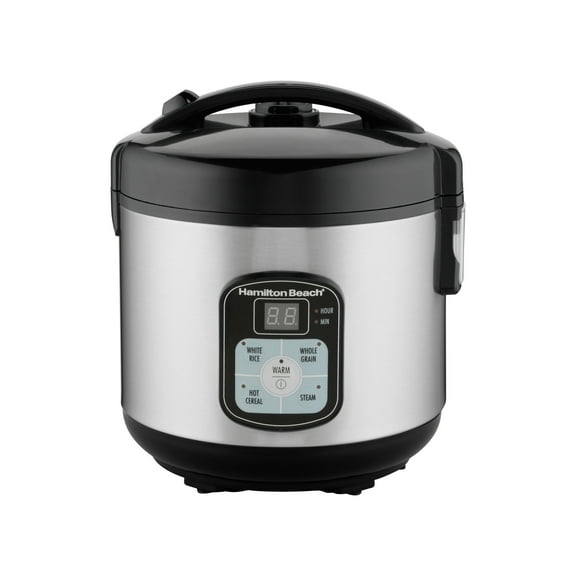 Hamilton Beach 8 Cup Rice Cooker & Food Steamer with Steam & Rinse Basket, Stainless Steel