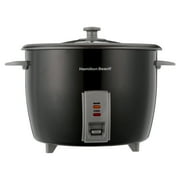 Hamilton Beach Rice Cooker and Food Steamer, 30 Cups Cooked (15 Uncooked), Steam Basket, Black, 37555