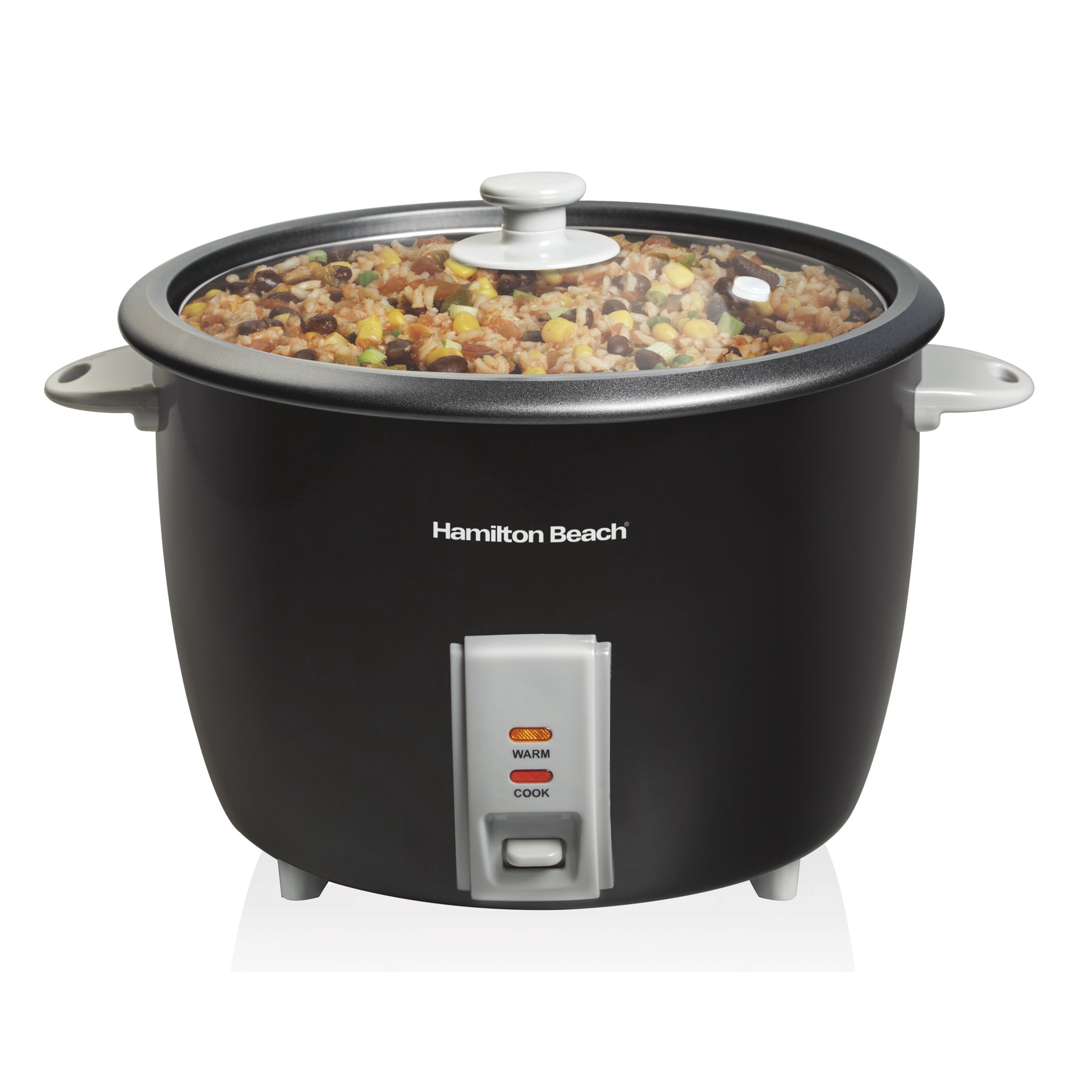 Hamilton Beach Rice Cooker and Food Steamer, 30 Cups Cooked (15 Uncooked), Steam Basket, Black, 37555