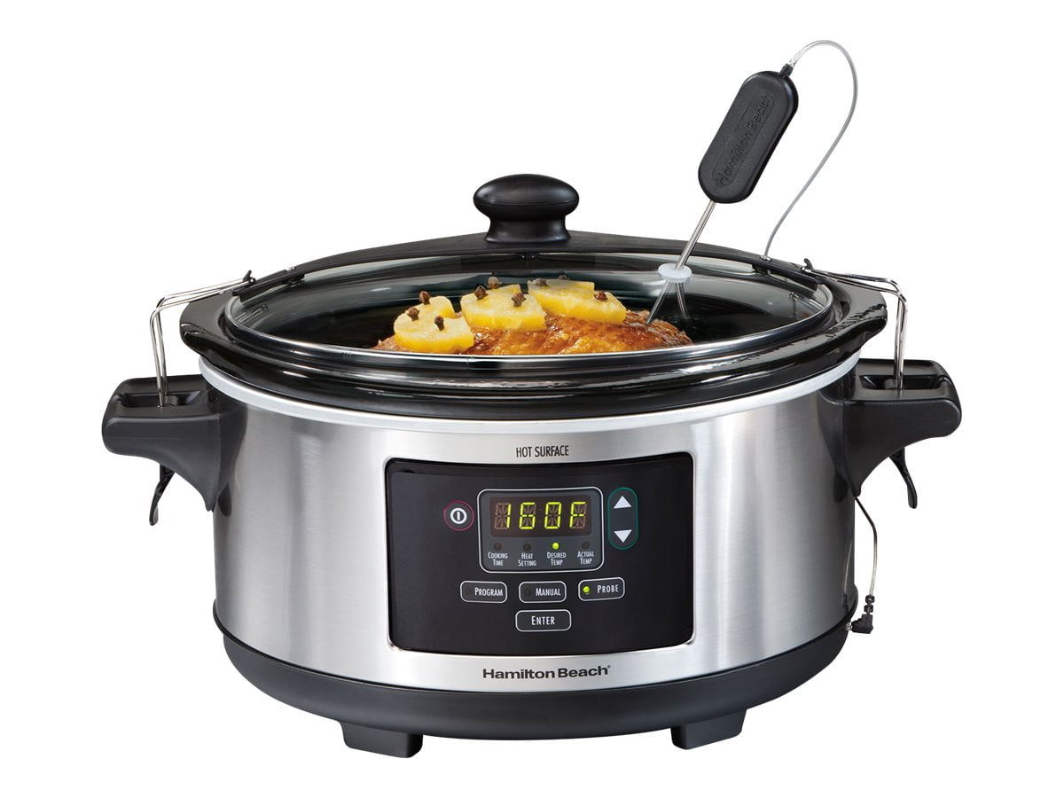 Hamilton Beach 6 qt. Programmable Silver Slow Cooker with Temperature  Settings 33463 - The Home Depot