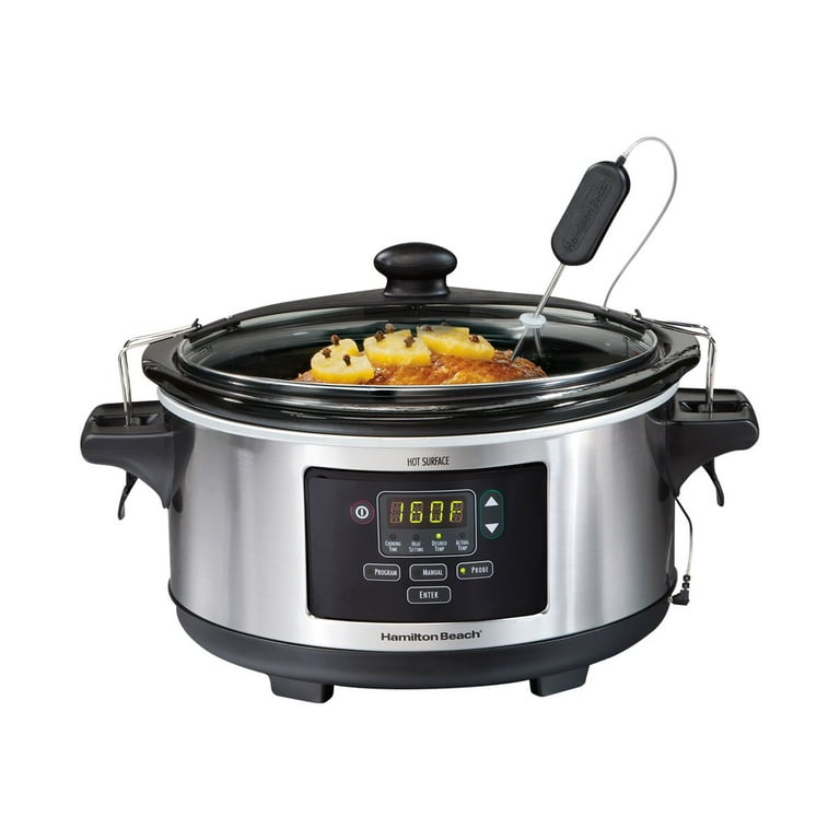 Hamilton Beach 6 Quart Programmable Slow Cooker With Flexible Easy  Programming, 5 Cooking Times, Air Fry Lid with 4 Settings, Dishwasher-Safe  Crock