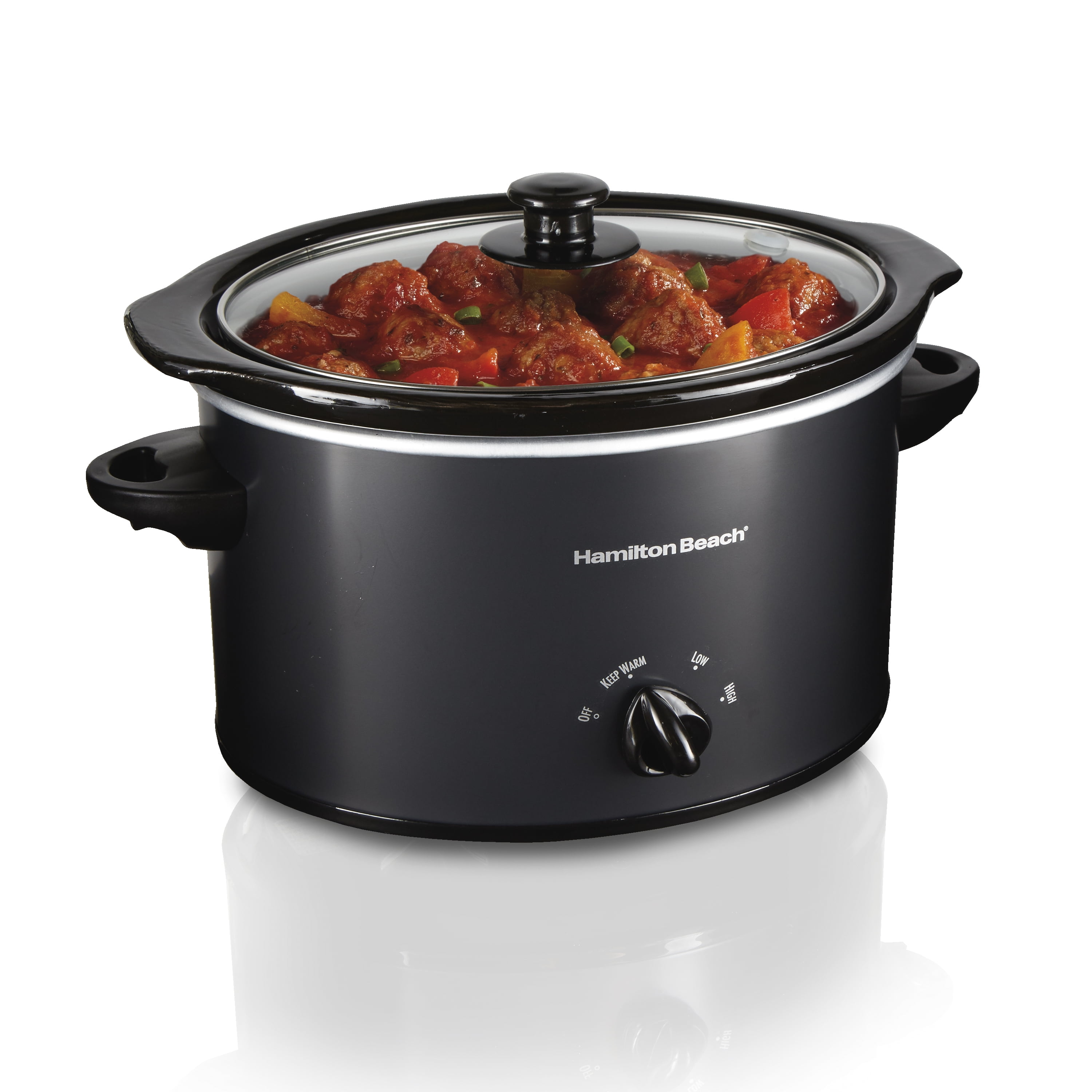Hamilton Beach 3-Quart Black Stoneware Slow Cooker with Timer