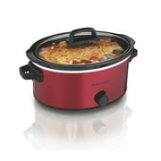 Hamilton Beach Slow Cooker, 6 Quart Large Capacity, Serves 7+, Dishwasher-Safe Removable Crock, Red