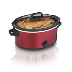 Hamilton Beach 6 Qt Slow Cooker, Stoneware Crock with Removable Pot, Red