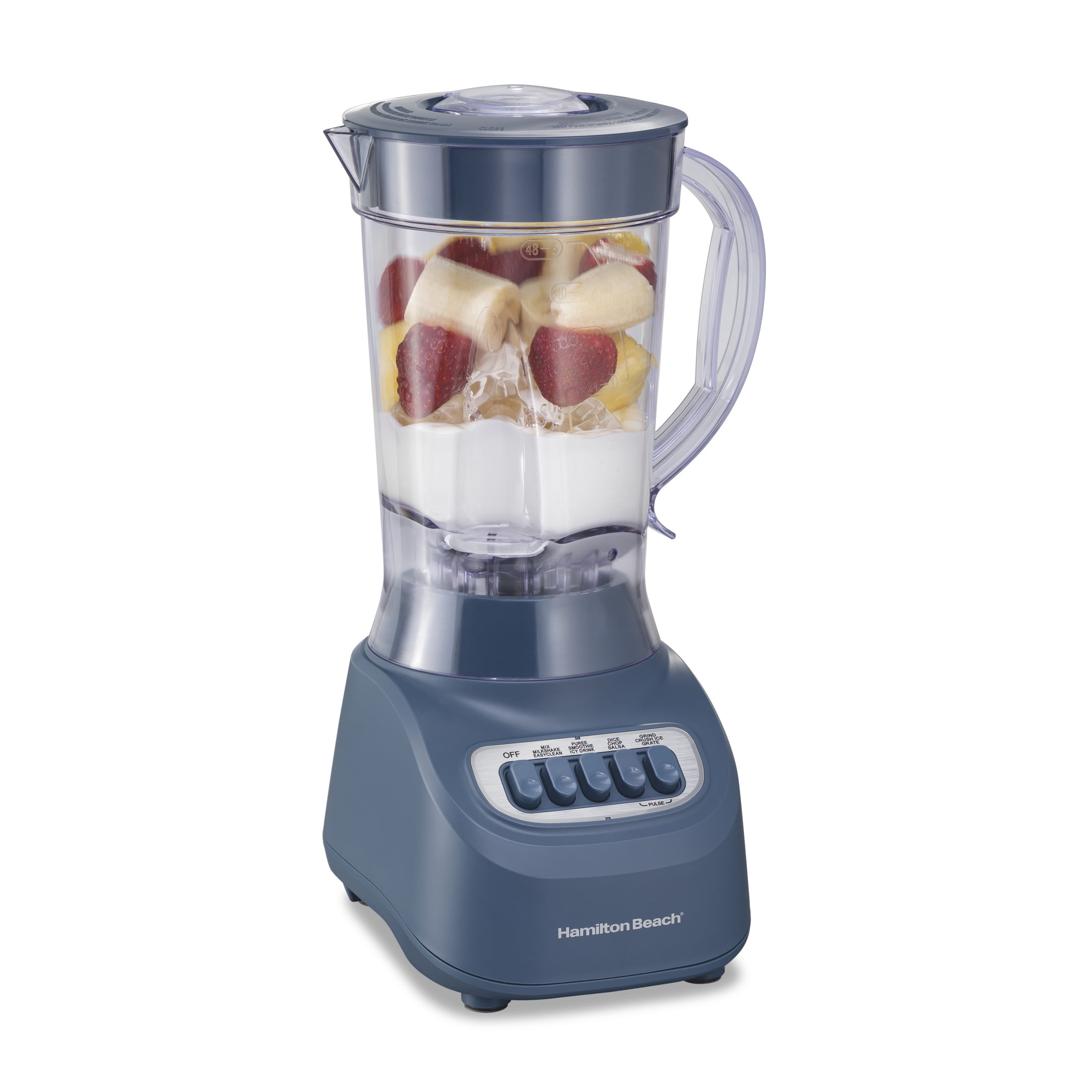 Hamilton Beach Smoothie Blender, 48 oz BPA-Free Jar 650 W 12-Function Countertop Blender for Kitchen, Steel Blue