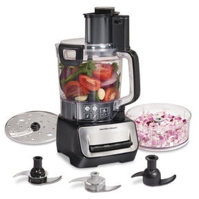 Hamilton Beach 14 Cup Food Processor with Stack & Snap Design and Extra 4-Cup Mini Bowl, Black