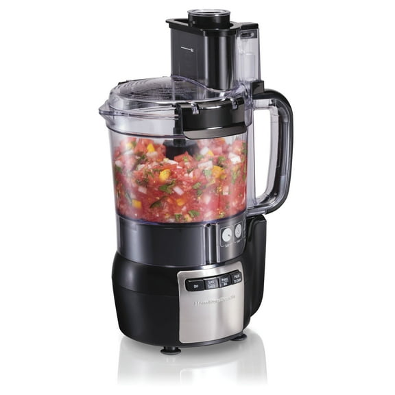 Hamilton Beach 12 Cup Food Processor and Chopper with Stack & Snap Design and Extra Large Chute, Black