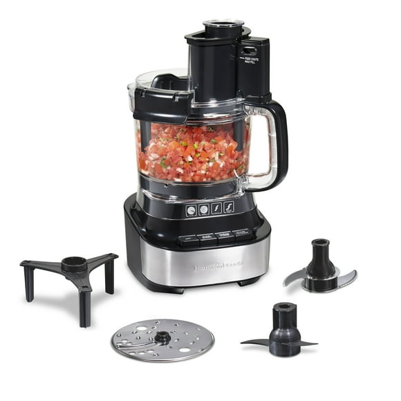 Hamilton Beach 10 Cup Food Processor and Chopper with Stack & Snap Design, Extra Large Chute and Bowl Scraper, Black