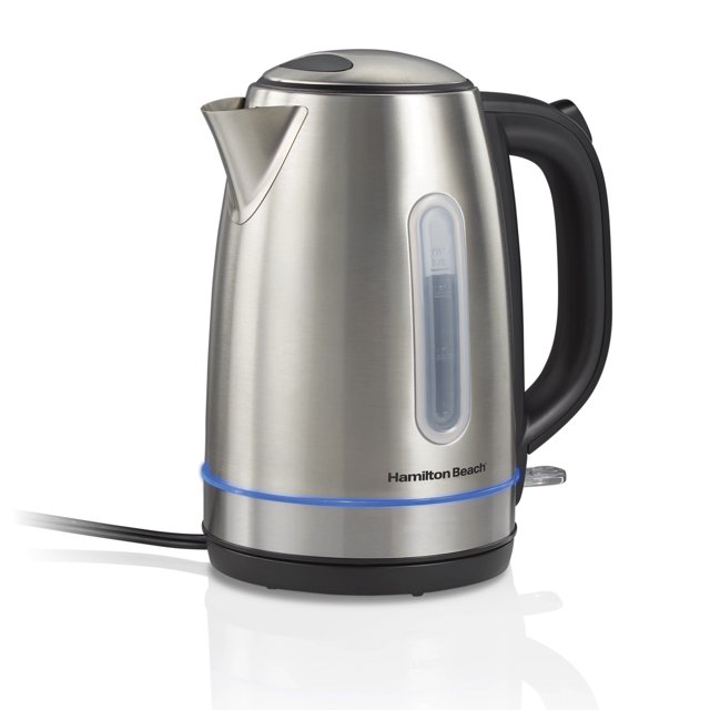 Hamilton Beach Stainless Steel Electric Kettle with LED Light Ring, 1.7 Liter Capacity, 41037
